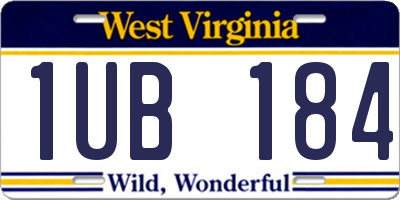 WV license plate 1UB184