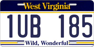 WV license plate 1UB185