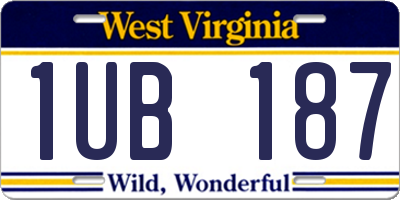 WV license plate 1UB187