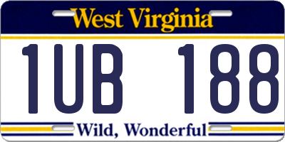 WV license plate 1UB188