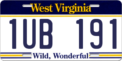 WV license plate 1UB191
