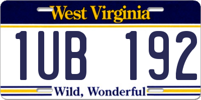 WV license plate 1UB192
