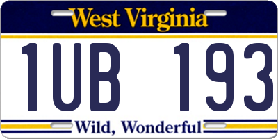 WV license plate 1UB193