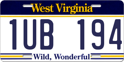 WV license plate 1UB194