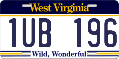WV license plate 1UB196