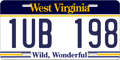WV license plate 1UB198
