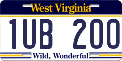WV license plate 1UB200