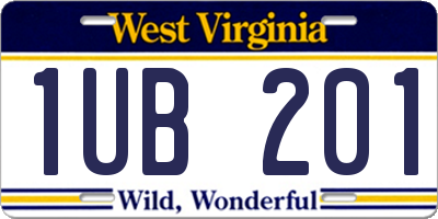 WV license plate 1UB201