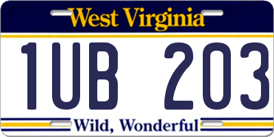 WV license plate 1UB203