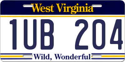 WV license plate 1UB204