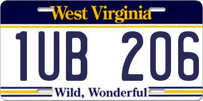 WV license plate 1UB206