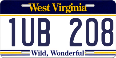 WV license plate 1UB208
