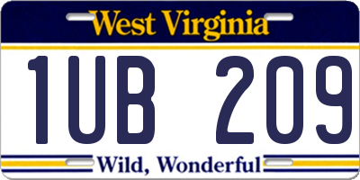 WV license plate 1UB209