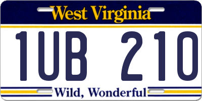 WV license plate 1UB210