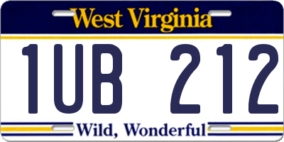 WV license plate 1UB212
