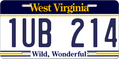 WV license plate 1UB214