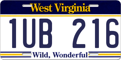 WV license plate 1UB216