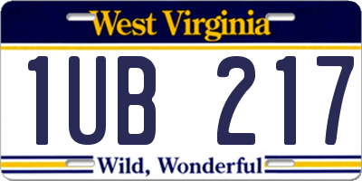 WV license plate 1UB217