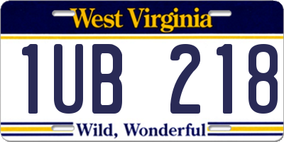 WV license plate 1UB218