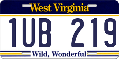 WV license plate 1UB219