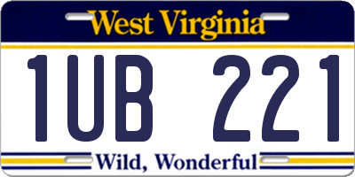 WV license plate 1UB221