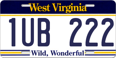WV license plate 1UB222