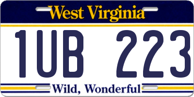 WV license plate 1UB223