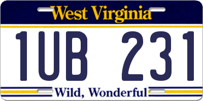 WV license plate 1UB231