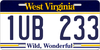 WV license plate 1UB233