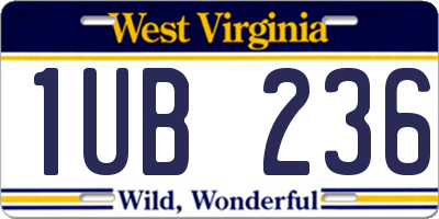 WV license plate 1UB236