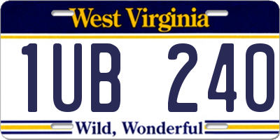 WV license plate 1UB240