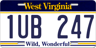 WV license plate 1UB247