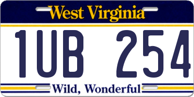 WV license plate 1UB254