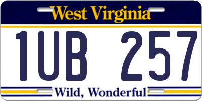 WV license plate 1UB257
