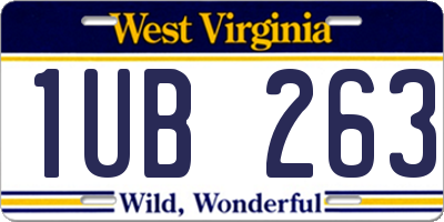 WV license plate 1UB263
