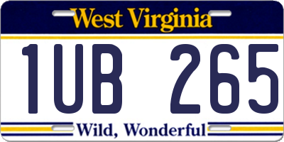 WV license plate 1UB265