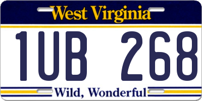 WV license plate 1UB268