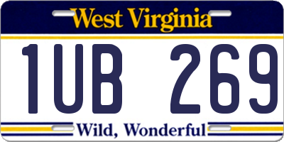 WV license plate 1UB269
