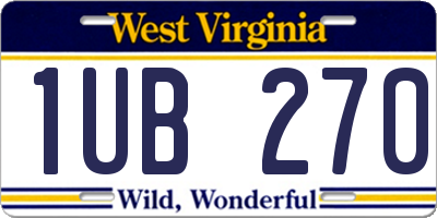 WV license plate 1UB270