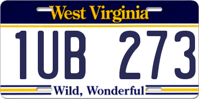 WV license plate 1UB273