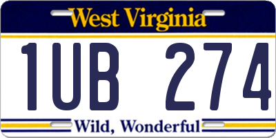 WV license plate 1UB274