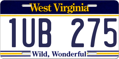 WV license plate 1UB275