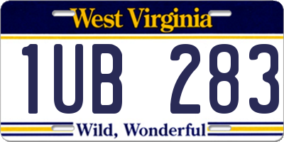 WV license plate 1UB283