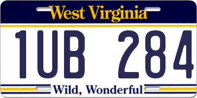 WV license plate 1UB284