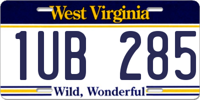 WV license plate 1UB285