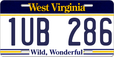 WV license plate 1UB286