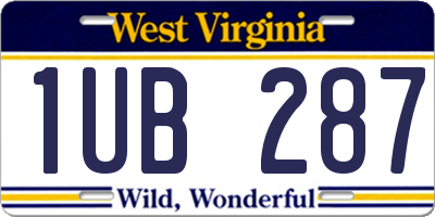 WV license plate 1UB287