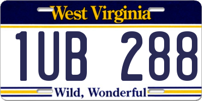 WV license plate 1UB288