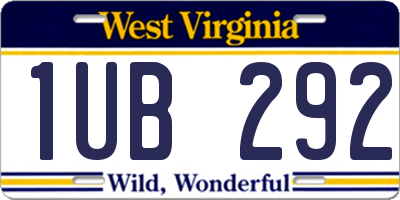 WV license plate 1UB292