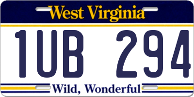 WV license plate 1UB294